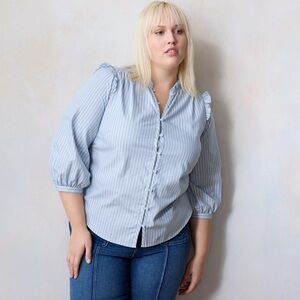 Lauren Conrad Plus Size Button Front Ruffle Blouse